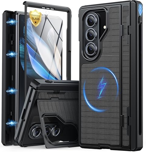 Oterkin Magnetic for Samsung Galaxy Z Fold 7 Case Built-in Screen Protector [Kickstand] [Fit for MagSafe] [Hinge Protection & Thinner S Pen Holder ] Full Body Shockproof Phone Case for Z Fold 7, Black