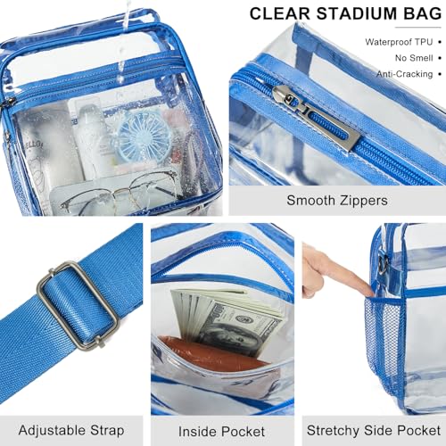Image of LATMAP Clear Bag for Stadium Events 12x6x12 Clear Purse with 3-Zipper Pockets Crossbody Handbag Tote for Concerts Sports