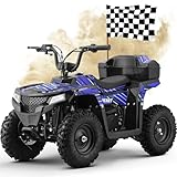 Superrio 4 Wheeler for Kids 8-14, Four 4 Wheelers for Adults, 40CC 4-Stroke Kid Quad Mini Dirt Bike, Cuatrimotos 4x4 para NiñOs, Kids Gas 4 Wheeler, Max Load 165 lbs, Gas Powered Utv (19-Blue.)