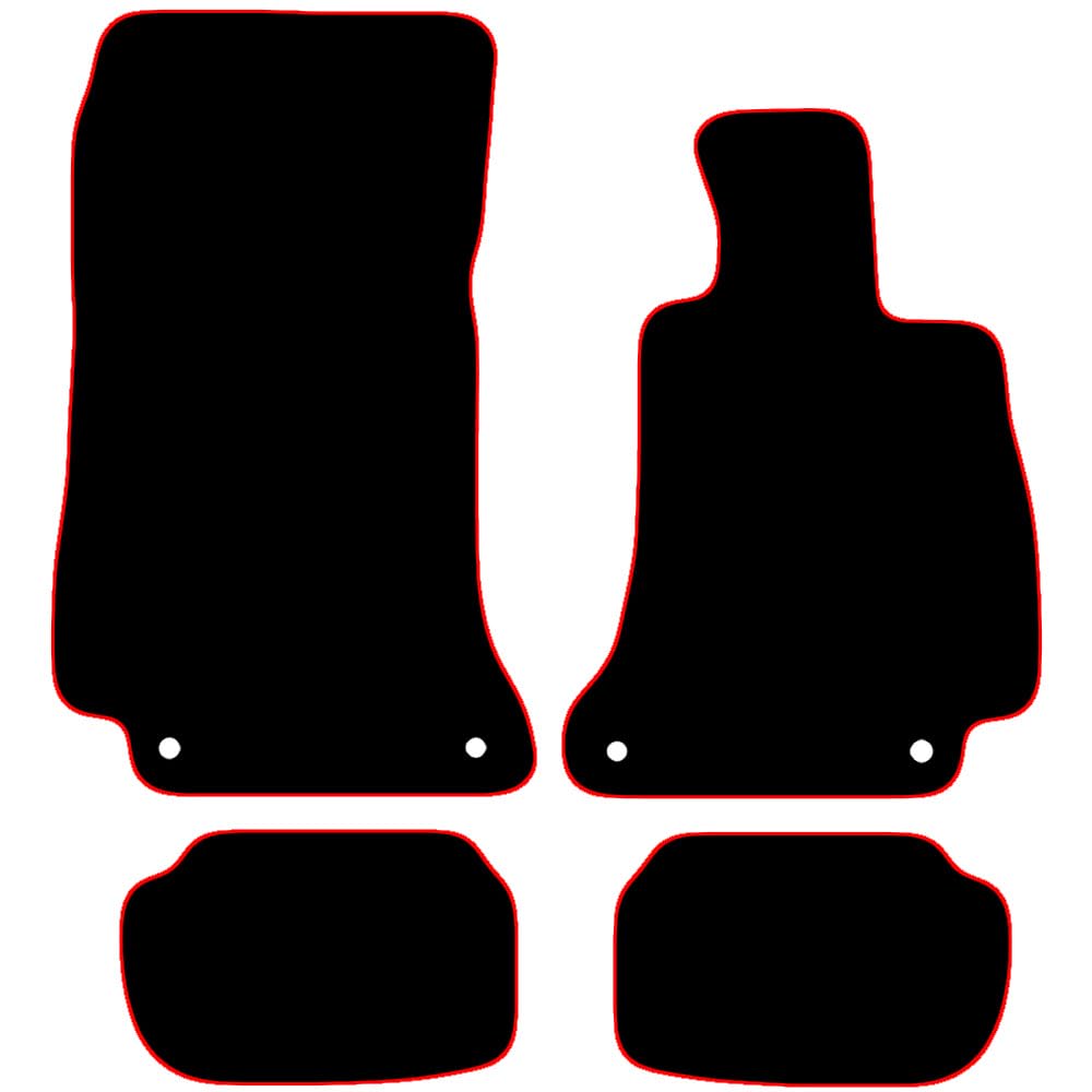 Carsio Carpet Car Mats For Mercedes Benz E Class Coupe 2017+ Tailored Fit Floor Mat Set Complete Accessory Black Custom Fitted - All Weather, Anti-Slip Backing & Red Trim