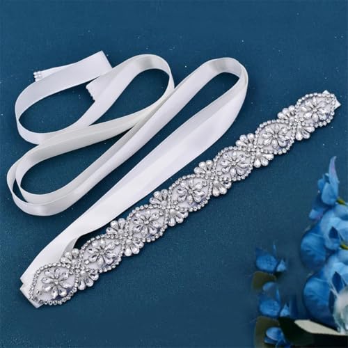 Silver Rhinestone Belt, Women's Formal Accessory, Applique Bridal Wedding Belt3