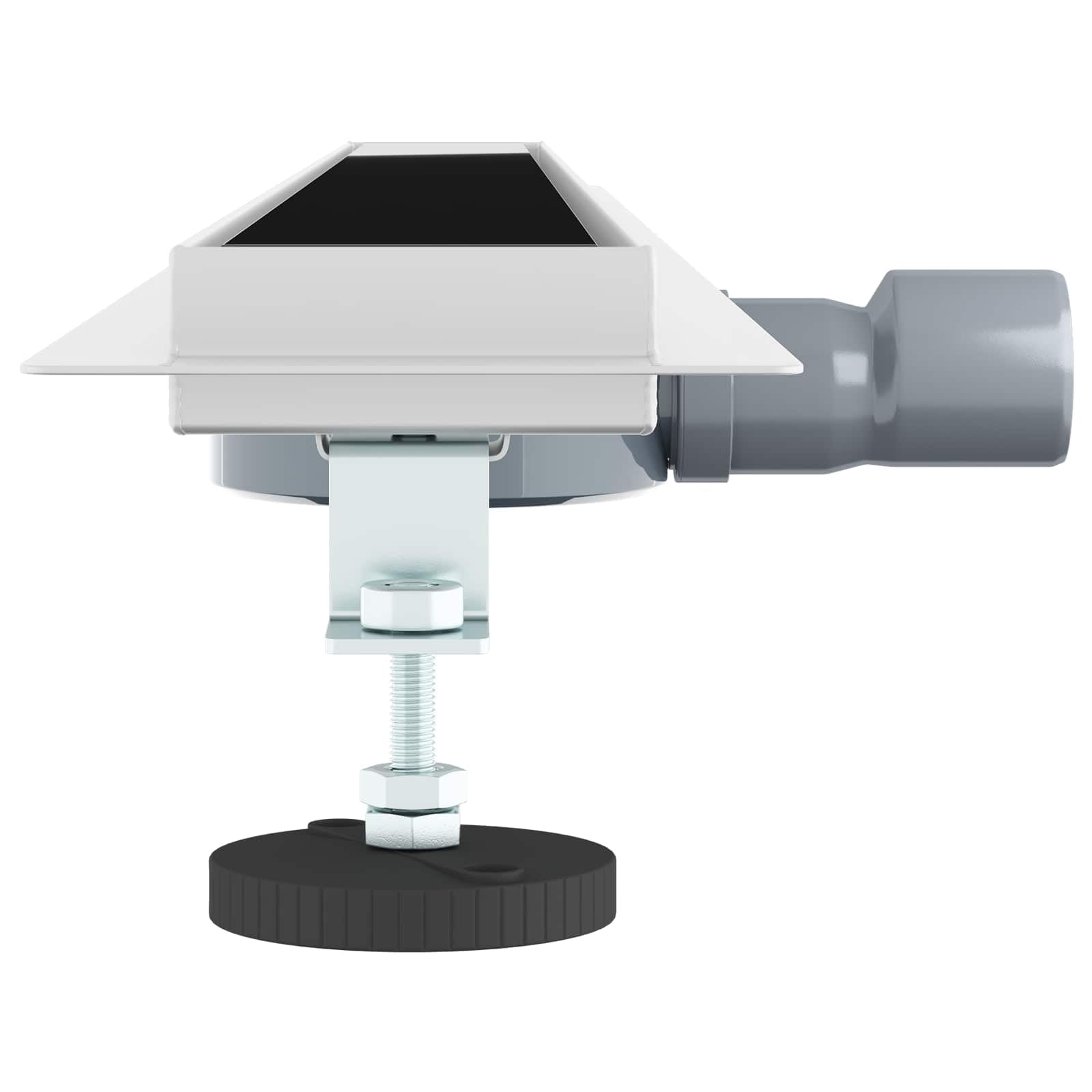 Canalina per doccia in acciaio inox, 100 cm, nera, con copertura in vetro, sifone girevole a 360°, scarico a pavimento per docce senza barriere, con piedini regolabili in altezza