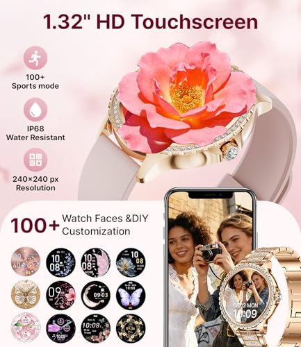 LIGE Smartwatch Damen Bluetooth Anrufe für Android iOS Smart Watch Damen 100+ Sport Activity Tracker 1… – Ansicht 3
