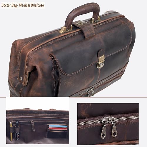 HLC Vintage Leather Briefcase Doctor Bag - Real Leather Briefcase - Style Handbag - Italian Handmade Medical Bag4