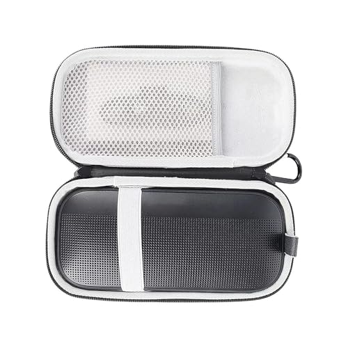 TEHAOUU Funda de transporte de EVA resistente al agua a prueba de golpes para altavoz Bluetooth, funda duradera con cremalleras dobles, bolsillo de malla e interior suave (gris, 1 unidad)