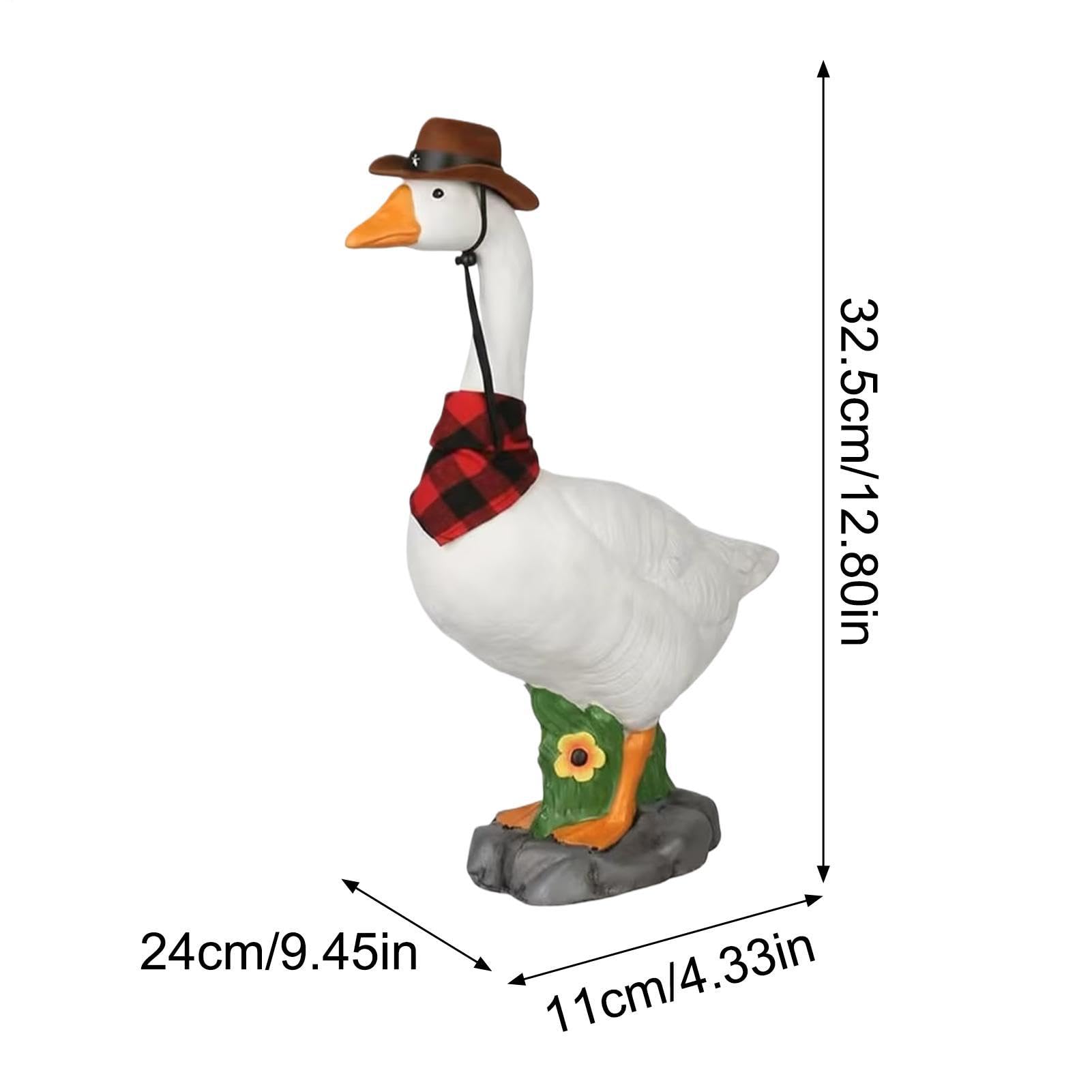 Statua Decorativa Da Giardino Realistico Resistente Alle Intemperie Con Cappello | Scultura Oca Giardino Tendenza per Giardino Terrazza Prato Cortile Festa della Mamma Cremagliera