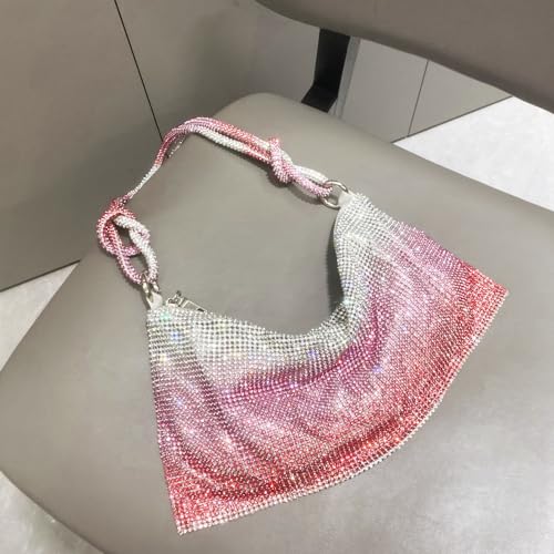 Image of Rhinestone Purse for Women Evening Clutch Hobo Sparkly Silver Handbags Glitter Bag for Wedding Prom and Party