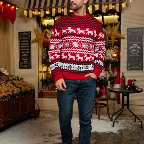 Ugly Christmas Sweater for Men Women Funny Santa Claus Xmas Knitted Pullover Unisex Crew Neck Couple Sweater3