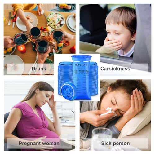Image of Vomit Bags 100 Pack, 1000ml Disposable Emesis Bags | Disposable, Leak-Proof, Travel & Motion Sickness, Morning Sickness, Air Sea Car Sickness