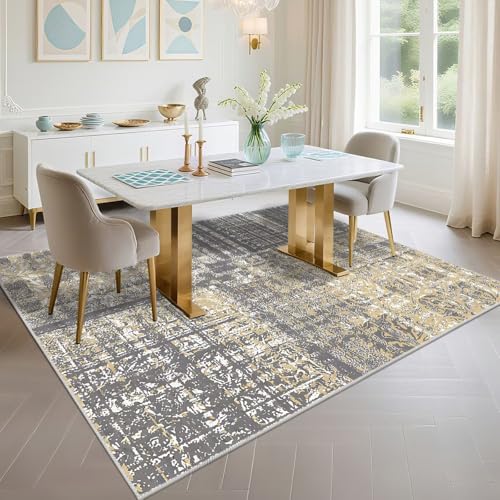 Tapis moquette anti-perte de fibres gris 170x240cm de salon - 6