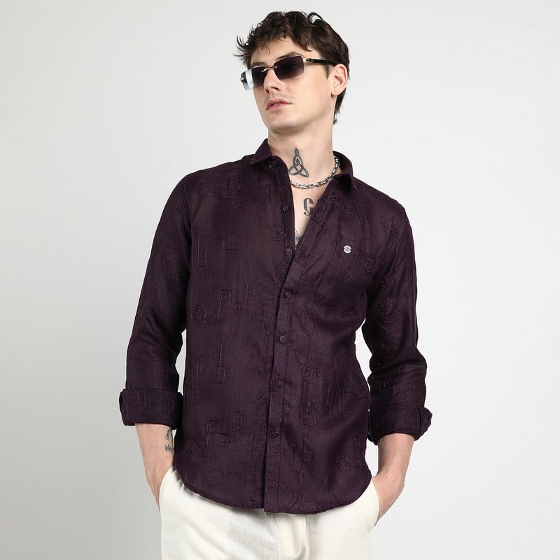 Image of CAHOOT Men'sTartan Plaid Shirt for Casual Wear | Spread Collar | Long Sleeve | Button Closure | Shirt Crafted with Comfort Fit for Everyday Wear