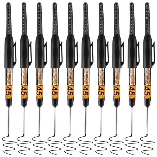 KFHENSOMR 10 Stück Tieflochmarker Bohrlochmarker Metall 45mm Extralange Spitze Tiefenlochmarker Markierungsstift Bohrlochmarkierungen Lochmarker für Holz Kunststoff Wand Metall Karton Baustellen Stift