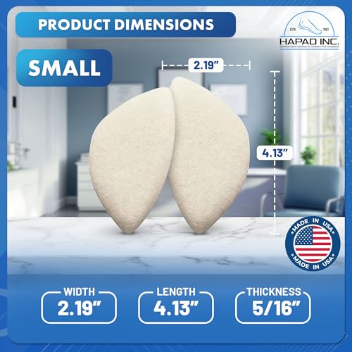 Image of HAPAD Scaphoid Pads for Men & Women, Small (Women 5 to 8.5 / Men 5 to 8.5) Wool Felt Self-Adhesive Medial Arch Insert for Fallen or High Arches (1 Pair)