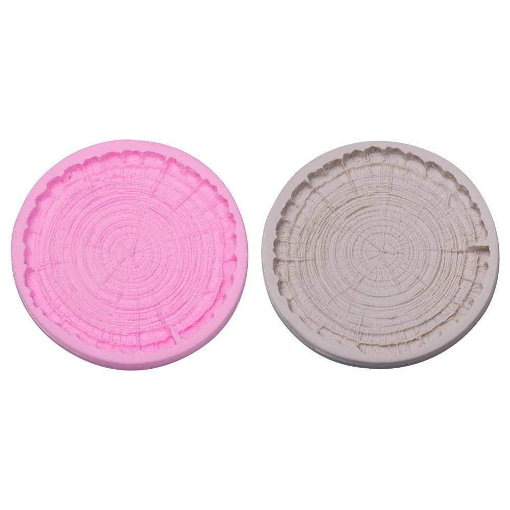 2 Pcs Tree Stump Shaped Cake Mould,Silicone Chocolate Candy Mould, Wood Bark Fondant Impression Mat Coaster Mould, Clay Tool Baking Tool
