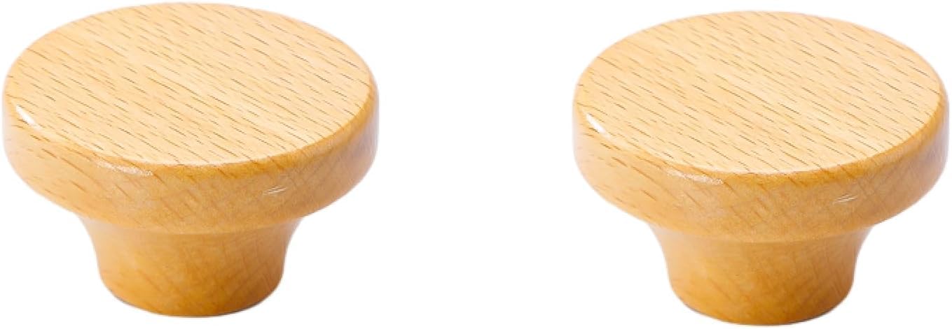 Pomelli per cassetti in legno, maniglie rotonde per armadietti, in legno massello, confezione da 2, diametro 32 mm, ideali per mobili e guardaroba