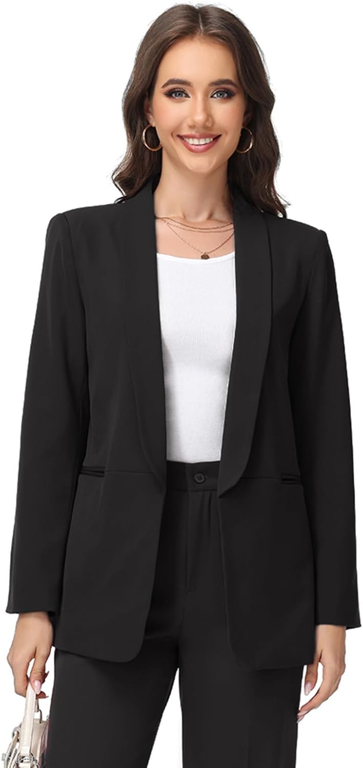Womens Casual Blazer Long Sleeve Open Front Work Office Dressy Suit Jackets with Pockets XS-3XL