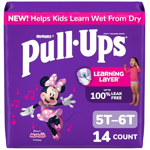 Image of Pull-Ups Girls' Potty Training Pants, Size 5T-6T Training Underwear (46+ lbs), 14 Count
