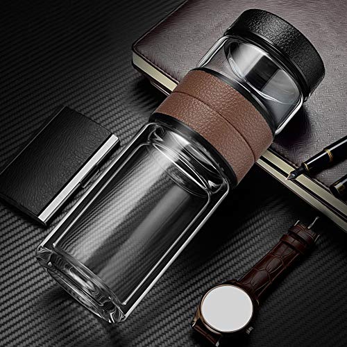 Thermosfles glas, geïsoleerde thee glazen fles schoon voor zetgroep thee fles voor thuis(bruin) - Image 7