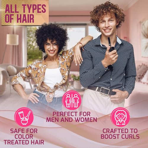 Image of Curly Hair Shampoo and Conditioner Set - Sulfate Free and Color Safe - For Wavy, Frizzy, Fine, Black and Permed Styles - Moisturizing for Men and Women - Deep Curl Hydrating Products with Argan Oil
