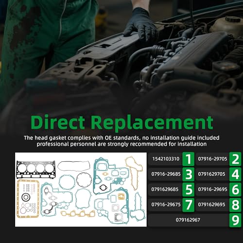 Image of Head Gasket Set, for Kubota Engine V2203 V2203E V2203B | for Bobcat Excavator /Toolcat Utility /Skid Steer Loader 331 334 5600 5610 S130 S150, 1542103310, 07916-29705