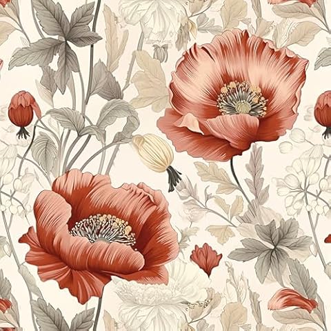Jeweluck Floral Peel and Stick Wallpaper Boho Floral Contact Paper 15.7inch x 118.1inch Vintage Floral Wallpaper Peel and Stick Wallpaper Botanical Self Adhesive Removable Wallpaper for Bathroom Cover