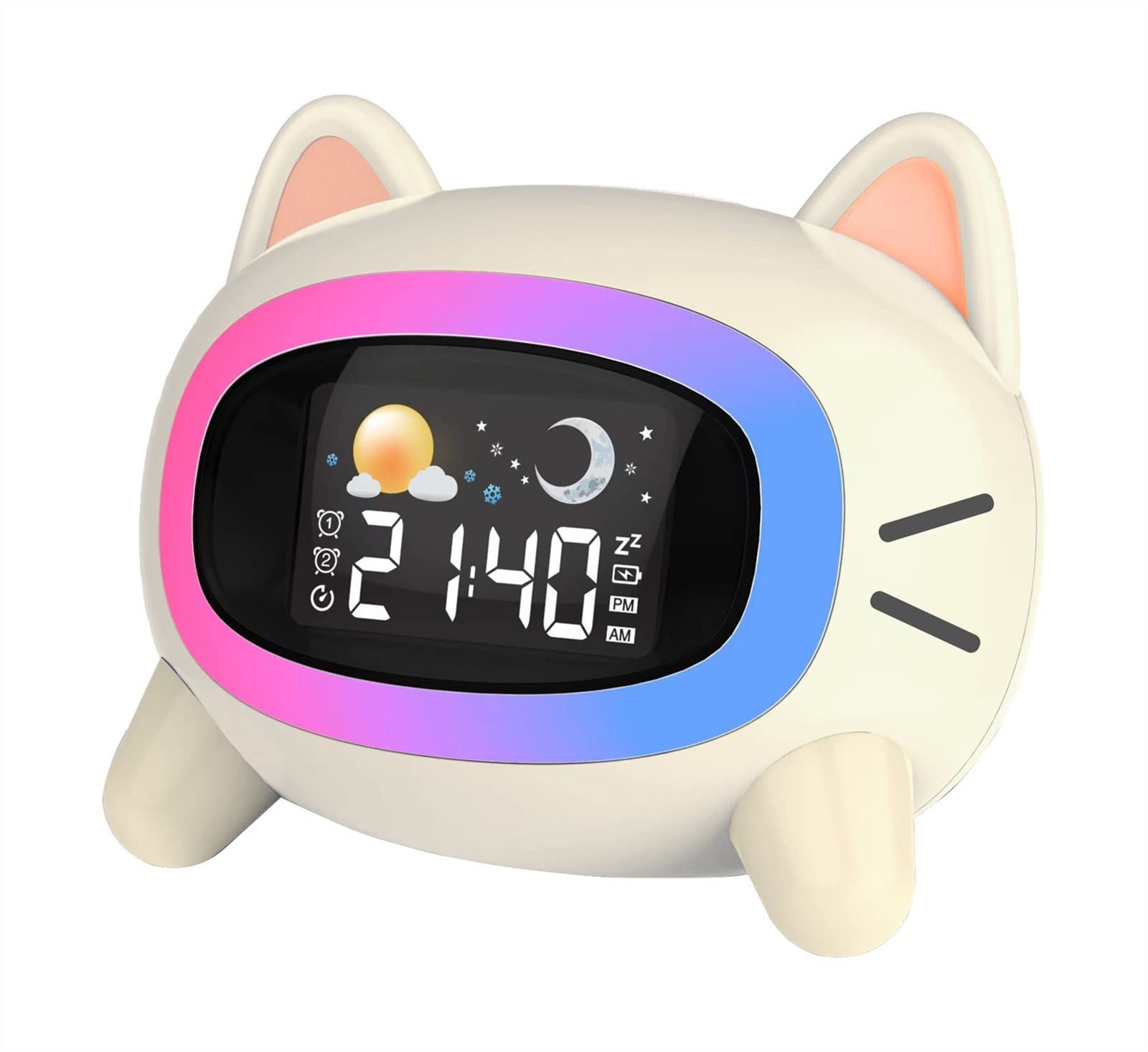Budzik dziecięcy budzik, maluch Ok to Wake Clock z dźwiękiem i treningiem snu, lampki nocne dla małych dzieci, chłopców, dziewcząt, nastolatków, sypialni, inteligentnie uczonych
