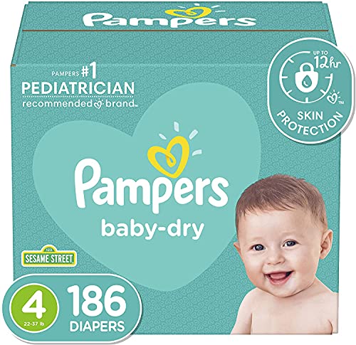 Diapers Size 4,Pampers Baby Dry Disposable Baby Diapers, (Packaging & Prints May Vary)186 Count(Pack of 1)