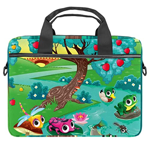 Sac à bandoulière pour ordinateur portable 13 14 pouces motif grenouille rivière