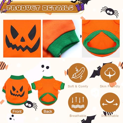 Cpcoin Dog Shirts Funny Halloween Pumpkin Costume Pet Clothes Puppy Outfits Lightweight Sweatshirt For Small Medium Large Dogs Cats Orange02 Large thumb #1