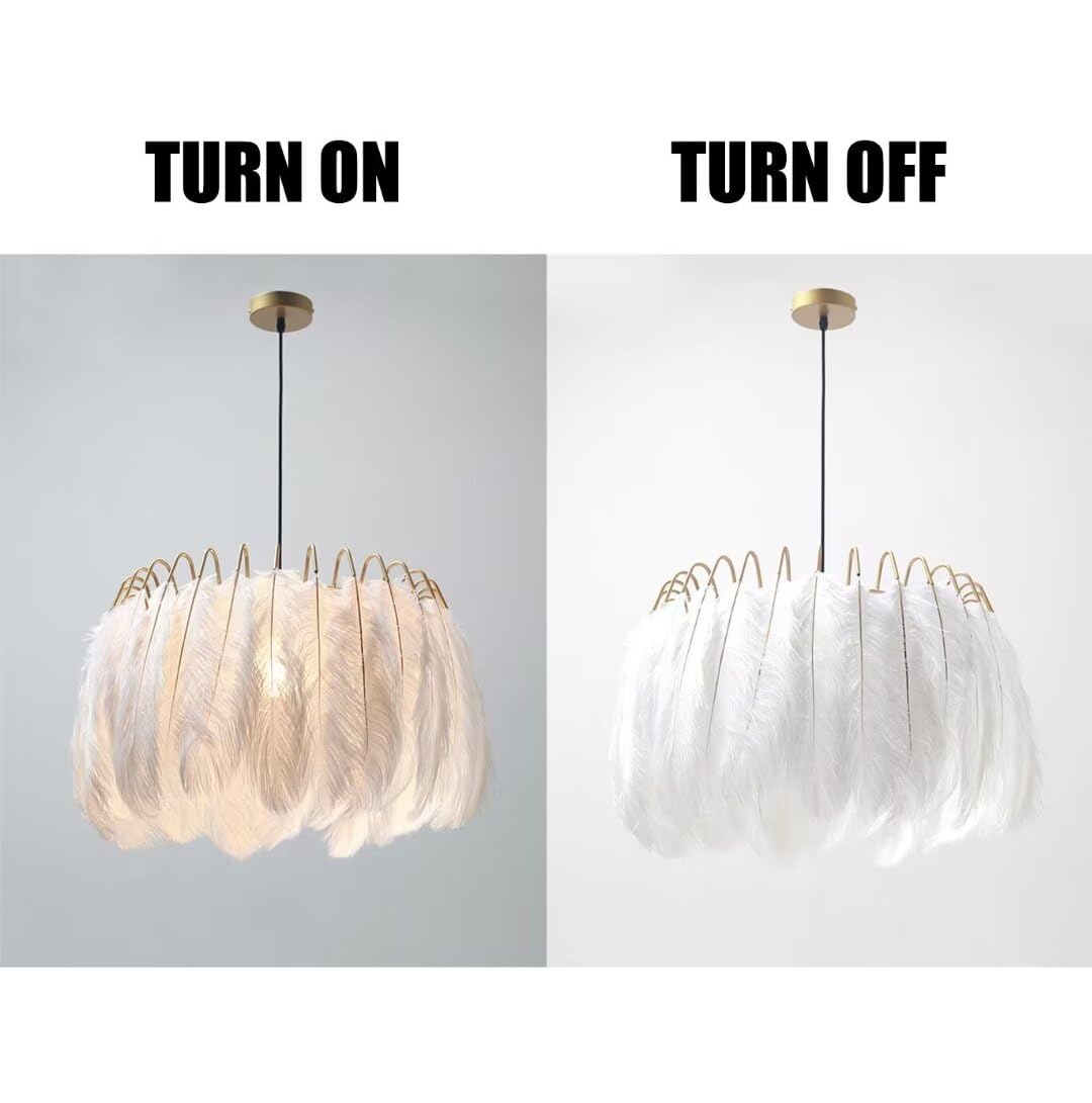 Lustre Élégant En Plumes Abat - Jour En Plumes Lampe à Suspension Créative En Plumes Lampe à Suspension Décorative Chambre à Coucher, Salon