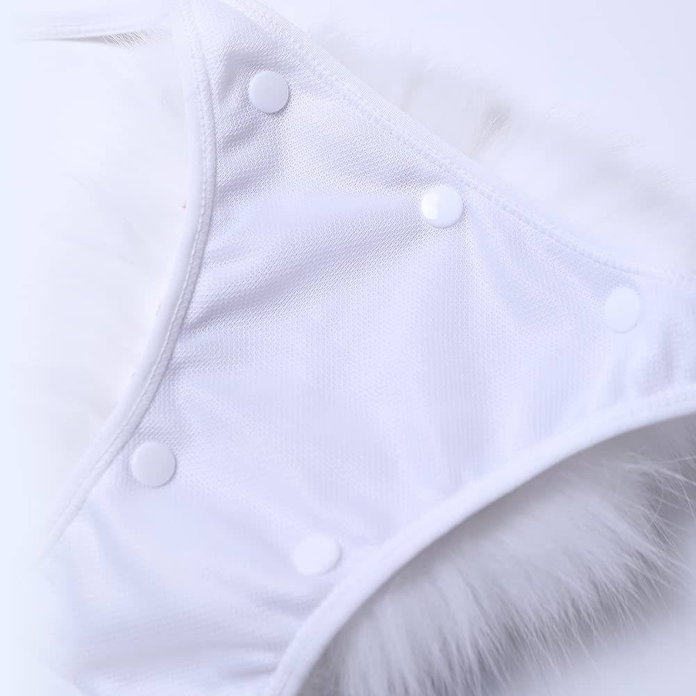 ZOSCGJMY Women's Faux Fur Halter String Triangle Bikini Sets Two Piece Swimsuits: One Size White