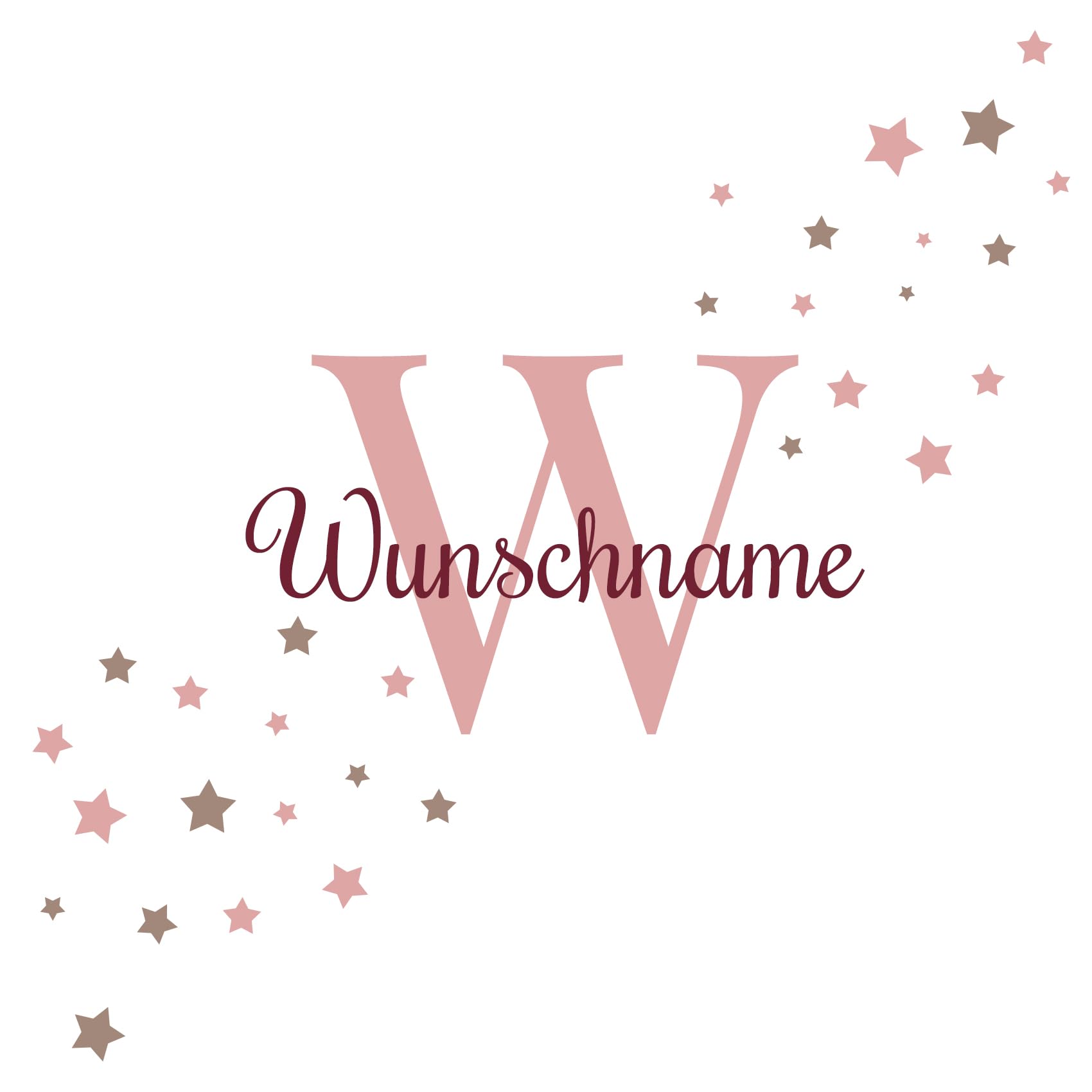 Wandsticker personalisiert Sticker Aquarell Tiere mit Name Wandtattoo für Kinderzimmer Babyzimmer Spielzimmer Mädchen Junge Y037 (Nr. 14 Sterne, Mit Wunschname)