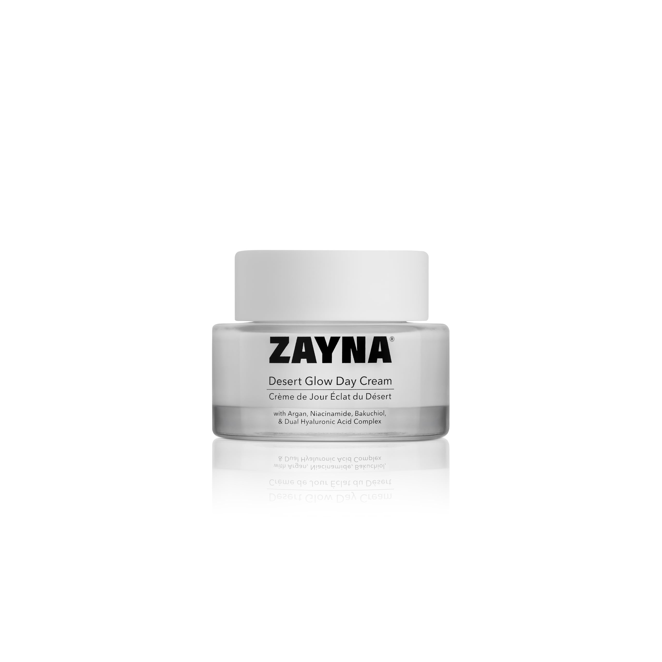 ZAYNA Desert Glow Day Cream 50 g – lekki krem na dzień z olejkiem arganowym, niacynamidem, bakuchiolem i kwasem hialuronowym, dla nawilżenia i promiennej skóry, wyprodukowano w Szwajcarii
