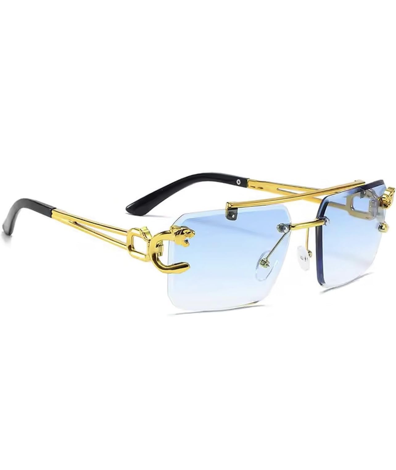 Retro Rimless Diamond Cut Rectangular sunglasses for Men and Women.-picture-32