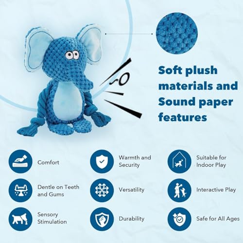 Hund Quietschspielzeug Mit Knitterpapier - Plüsch Kauspielzeug, Intelligenzspielzeug für Kleine Hunde - Plüschtier Hundespielzeug (Lila Nilpferd)