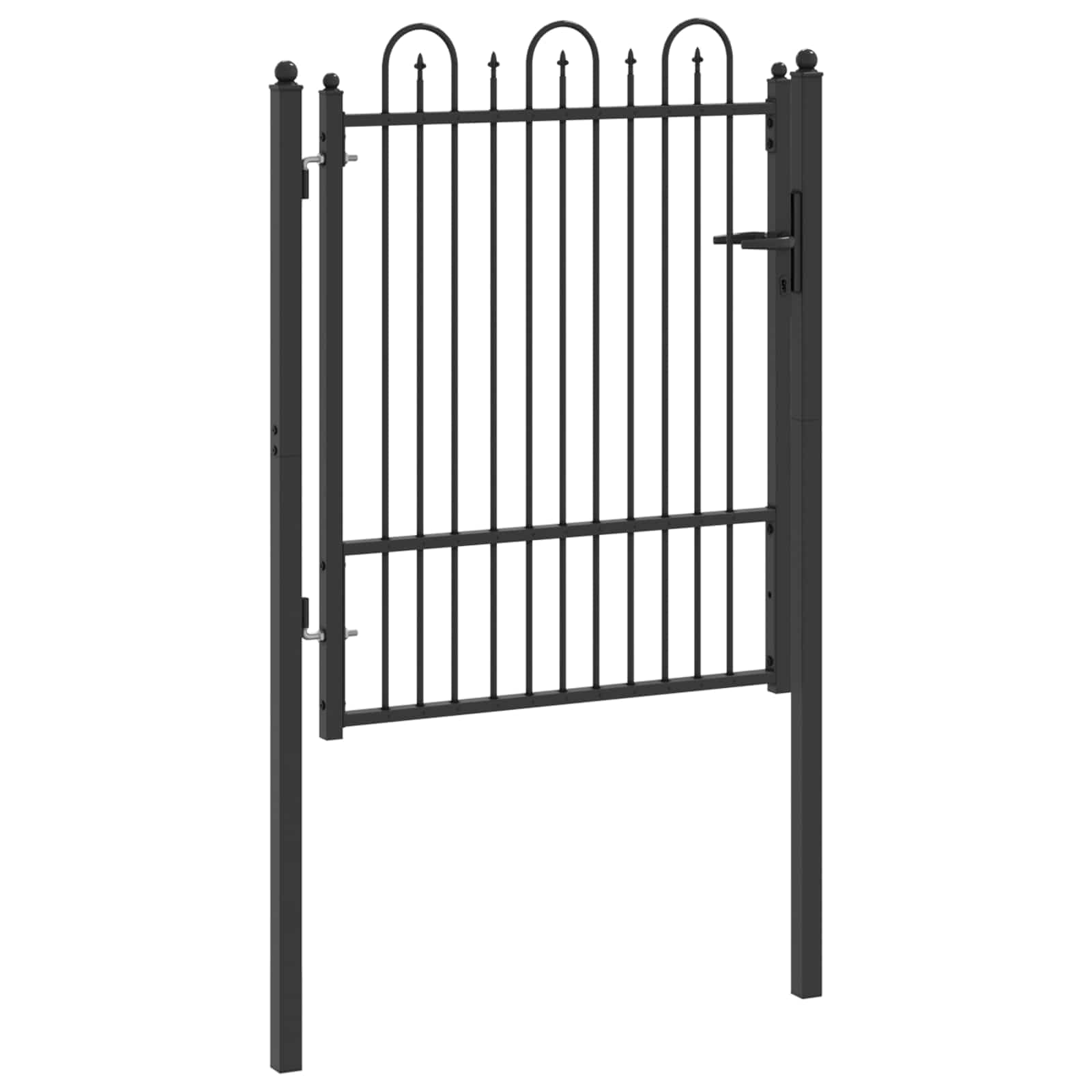 HORST - Cancello per recinzione in metallo, 100 x 125 cm, colore nero, cancello da giardino richiudibile con design anti-arrampicata e verniciatura a polvere, robusto cancello in metallo per