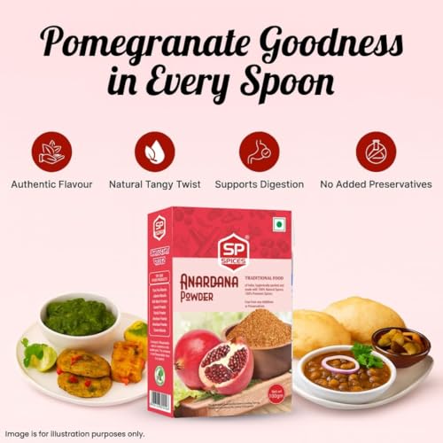Image of Anardana Powder (2 x 100g) - Pure, Fresh, Dried Pomegranate Seed Powder by SP SPICES - Perfect for Chhole, Dal Tadka & More
