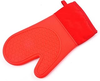 Gant de l'isolant en Silicone Gant Four Cuisine Anti Chaleur Gants de Gant Résistance antidérapante Haute température pour Micro-Ondes Grill - Simple-Rouge