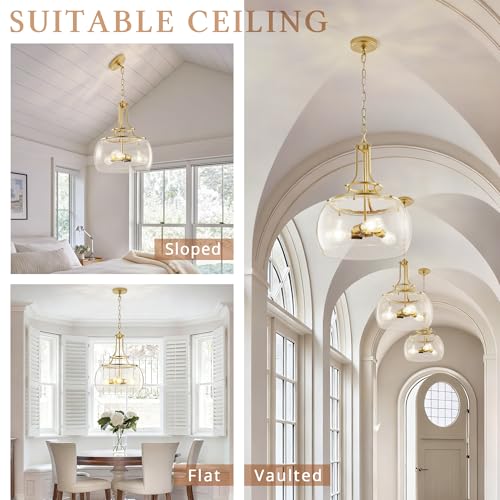 Image of KARTOOSH Gold Chandelier Kitchen Pendant Lighting Over Island