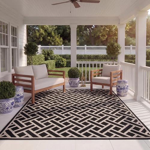 Safavieh Courtyard Tapete 8' x 11' Negro y Beige