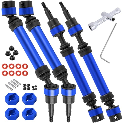 BRCatWPark RC Drive Shaft Axles Upgrades Part for Arrma 1/10 Bigrock 3S,Steel Front & Rear 4PCS Driveshafts CVD w/Hex Hops Up,Navy Blue