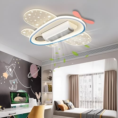 Image of Smartway Modern Ceiling Fan Chandelier BLDC Noiseless Motor + Auto Rotatable Blower Fan 3 Color Mode (Warm, Cold & Natural White) Stabilizing Dimming With Remote & App Control (Kid Flavia)