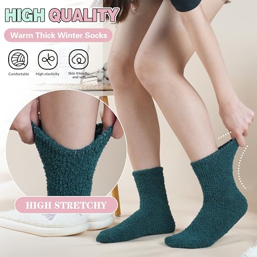 Image of Fuzzy Socks Warm Fluffy Winter Cozy Thick Plush Slipper Sleep Comfy Crew Socks for Women & Men 5 Pairs