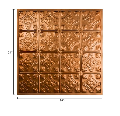 Great Lakes Tin Hamilton Copper Lay-in Ceiling Tiles - Package of Five 2ft x 2ft Panels - Choose from 11 Styles - Perfect for DIY and Home Renovation Projects - Easy to Install