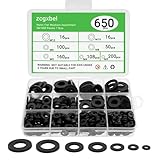 650-Pieces Nylon Flat Washer for Screws Bolts, 7 Sizes Black Plastic Washers Assortment Kit (M3-M12), Assorted Screw Washers Washer Set for Household & Commercial