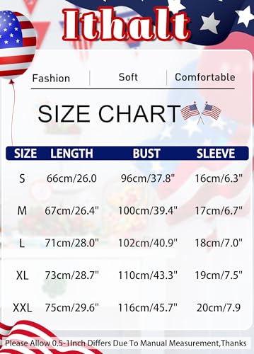 Image of Ithalt Women 4th of July Shirt Fourth of July Shirts USA Sequin Tshirt American Patriotic T-Shirt Stripes Tee Tops