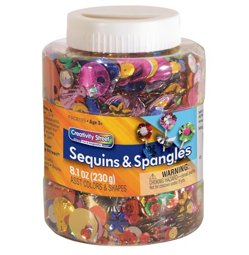 Creativity Street Sequins & Spangles Jar, Assorted Colors and Sizes, 230 Grams