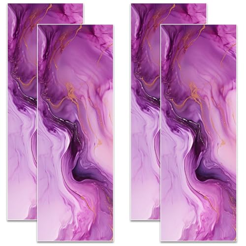 Tinideya 4 Pcs School Locker Magnetic Wallpaper 12 x 36 Inch Magnetic Removable Locker Sticker Accessories for Middle High School Students University Office Accessories(Marble,Purple)