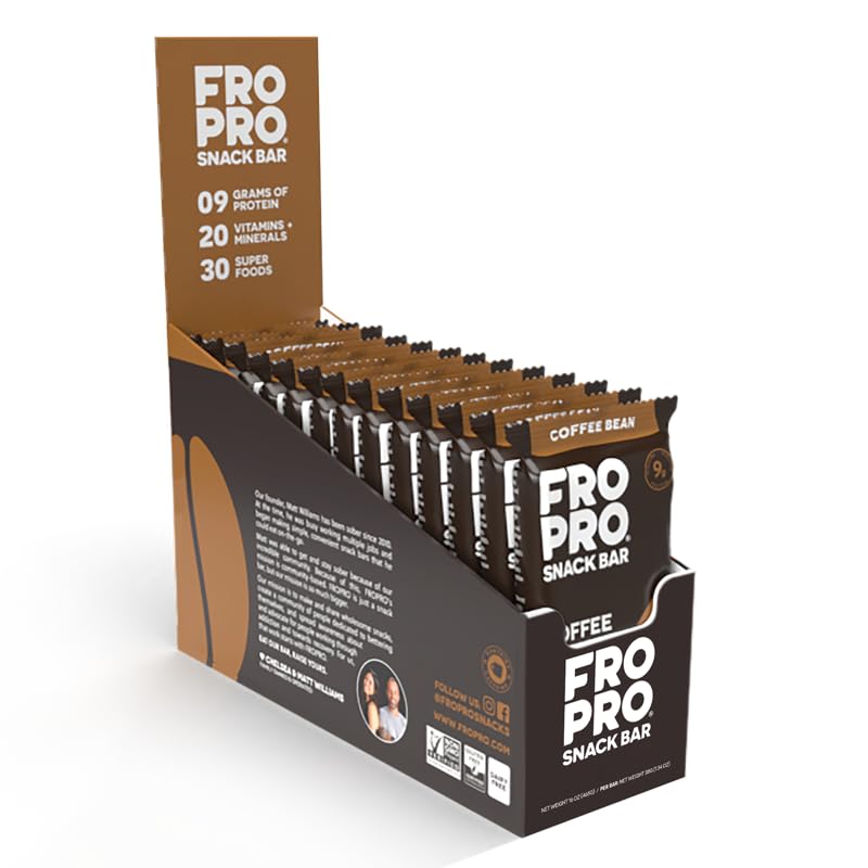 FROPRO Plant Protein Snack Bars - Organic Plant Based Protein Bars, All-Natural, Gluten, Dairy, & Soy Free, High Protein Bars with Low Calories