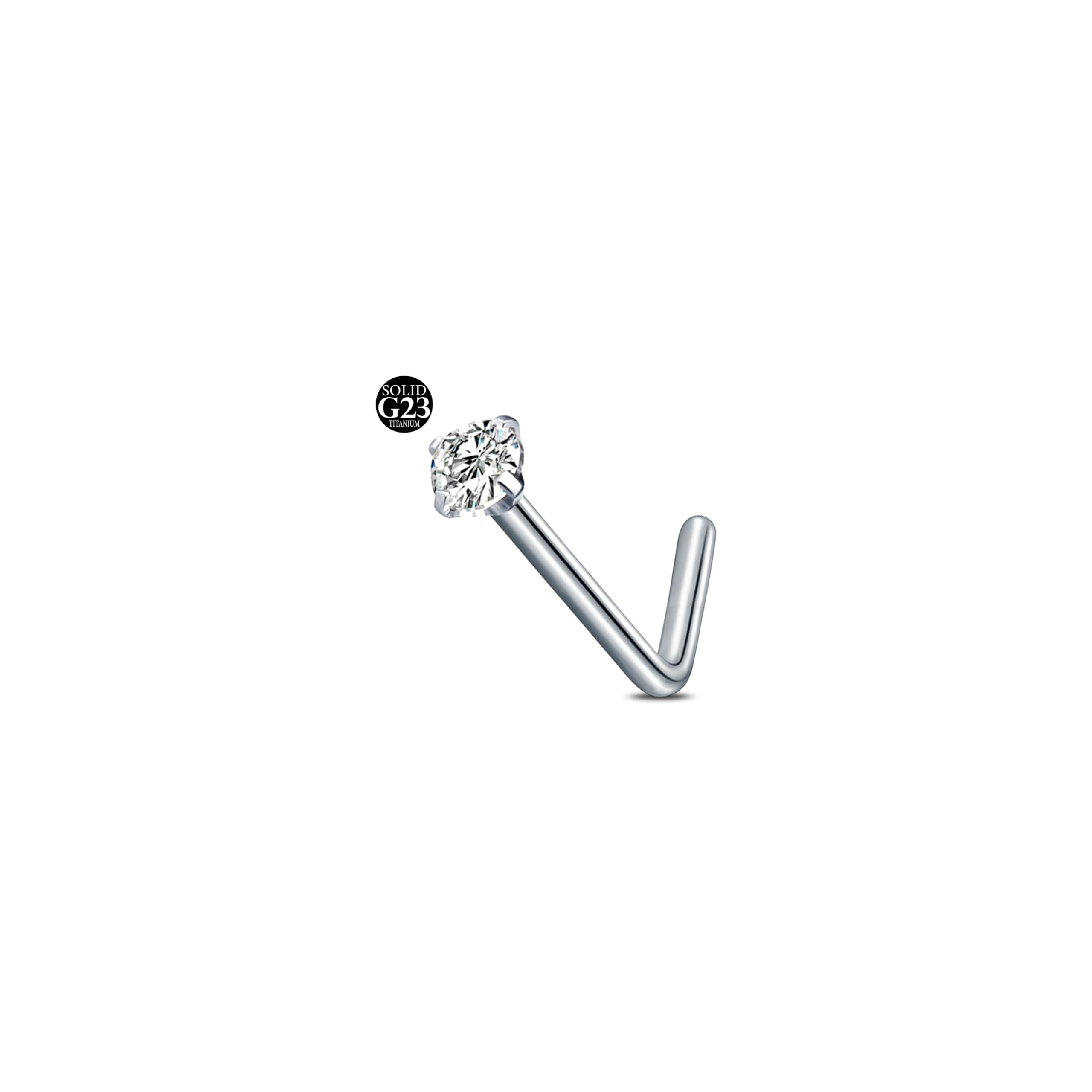 AceFun 20G piercing nariz titanio plata 1 forma G23 plata recta Piercing nariz Joyería para Mujeres Hombres plata circonio cúbico diamantes 1.5mm 2mm 2.5mm 3mm — view 11